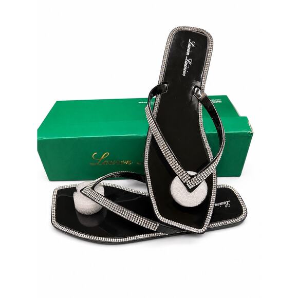 Lauren Lorraine Shoes - Lauren Lorraine Black Square Toe Thong Sandals 7.5 Minimalist Y2K NIB